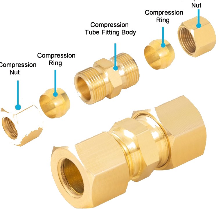 Brass Compression Adaptor (Male × Female)